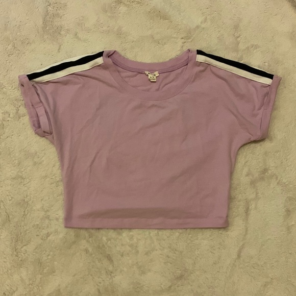 Garage Lavender Crop T-Shirt with Shoulder Stripes Size M - Picture 1 of 6